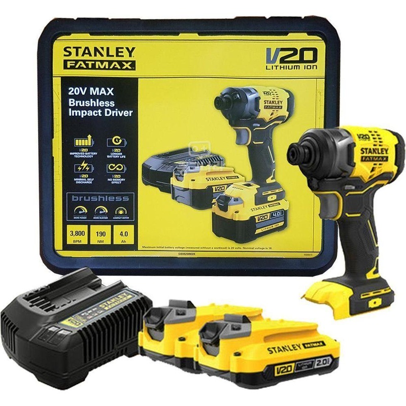 Stanley SB1820M2K 20V Cordless Impact Driver 1/4" Hex 190Nm