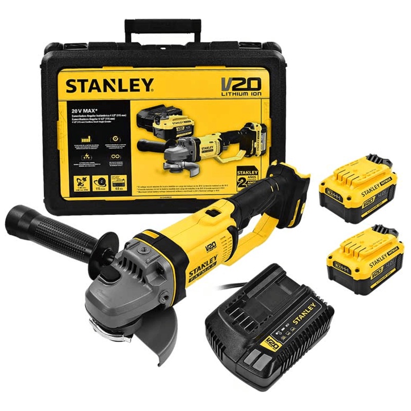 Stanley SCG400M2K 18V / 20V Cordless Angle Grinder 4" (Kit)