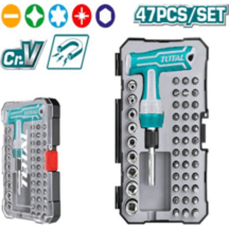 Total TACSD30476 47pcs T-Handle Wrench Screwdriver Set
