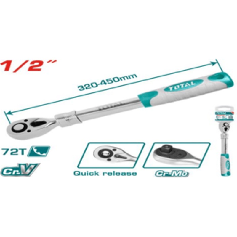 Total THT106128L 1/2" Extendable Ratchet Wrench