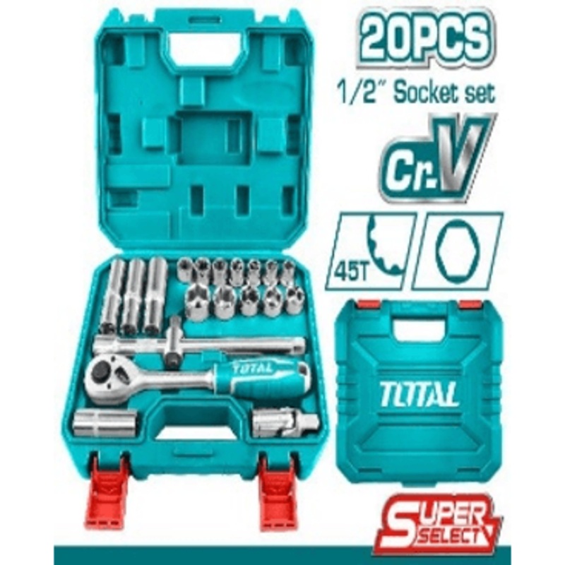 Total THT121201 20pcs 1/2" Socket Wrench Set