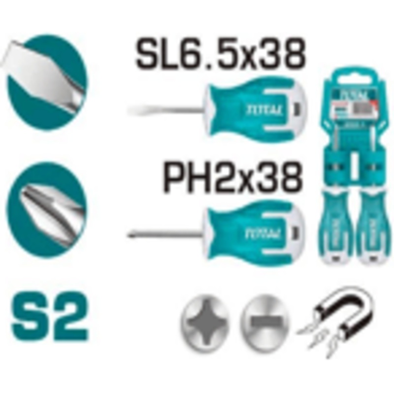 Total THTS20206 2pcs Screwdriver 38mm Set