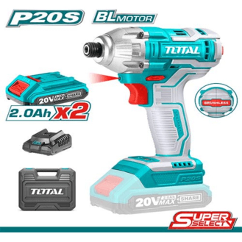 Total TIRLI2017 Cordless Impact Driver W/ Case 20V