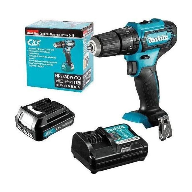 Makita HP333DWYX3 12V Cordless Hammer Drill 10mm (CXT) [Kit]