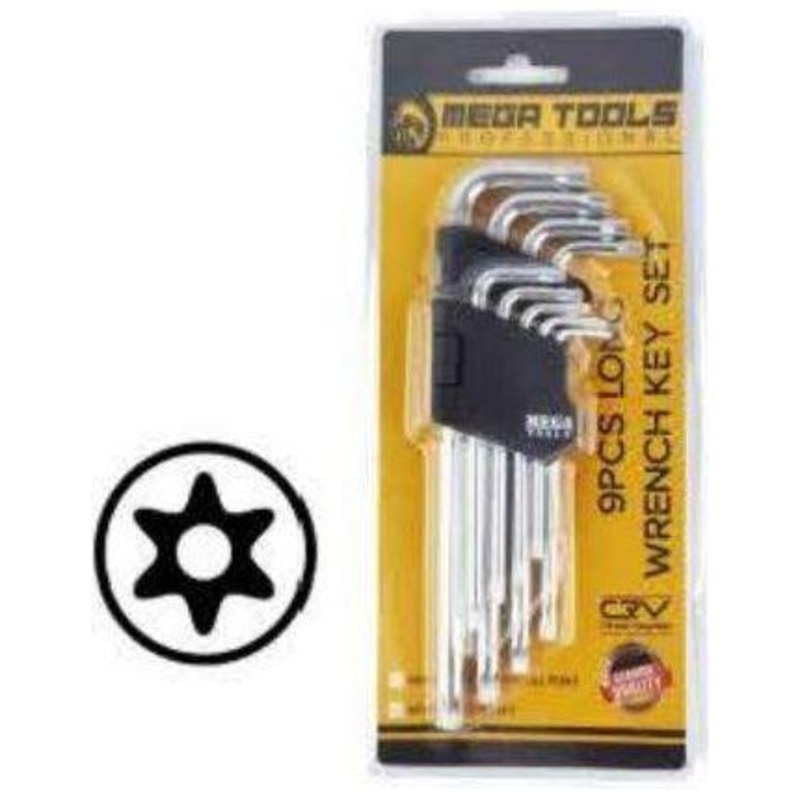 Megatools MLWK9ST 9pcs Long Torx Key Allen Wrench Set