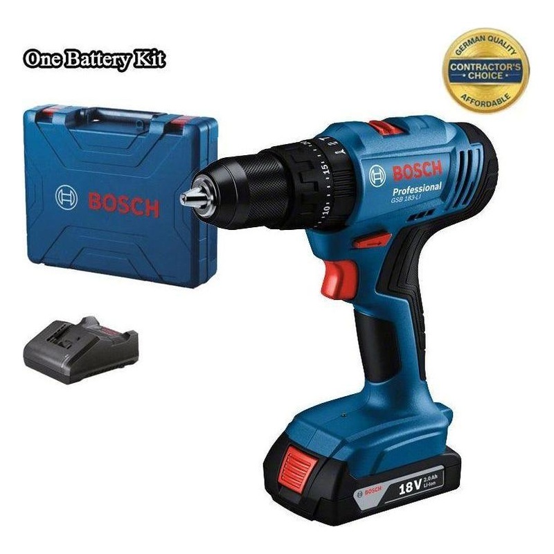 Bosch GSB 183 Cordless Impact Hammer Drill / Driver 3/8" (10mm) 18V Kit [Contractor's Choice]