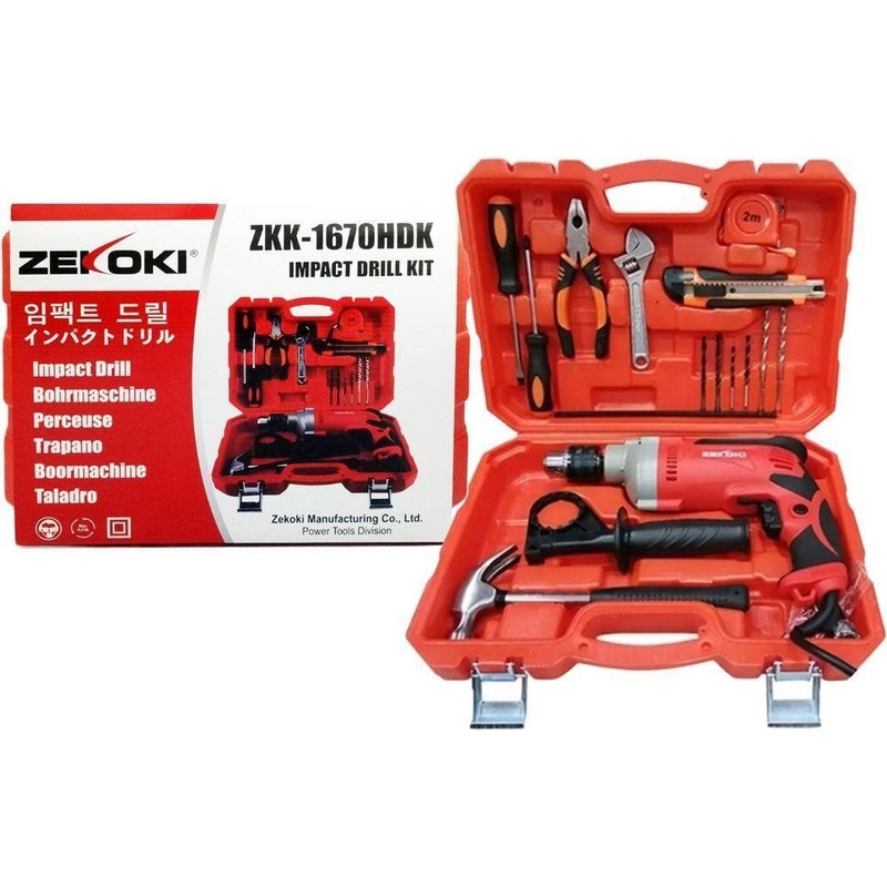Zekoki ZKK-1670HDK Hammer Drill Kit Set (With Hand Tools & Accessories)