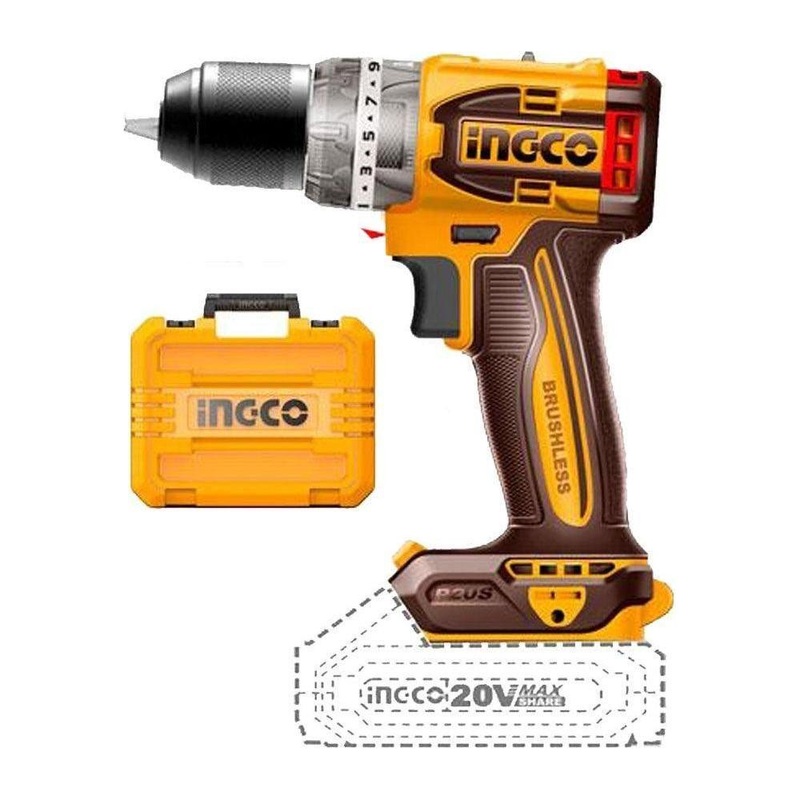 Ingco CIDLI20602 Li-Ion Compact Impact Drill Brushless 20V
