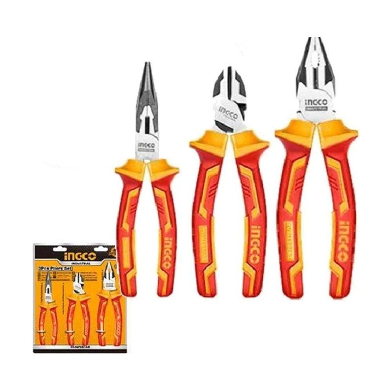 Ingco HIKPS28318 3Pcs Insulated Plier Set