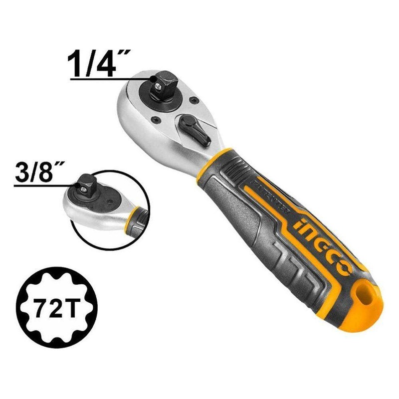 Ingco HRTH081438 1/4" 3/8" Stubby Rachet Handle