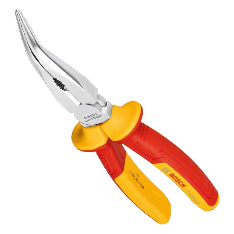 Bosch VDE Long Nose Plier bent 40x200mm (1600A02NE4)