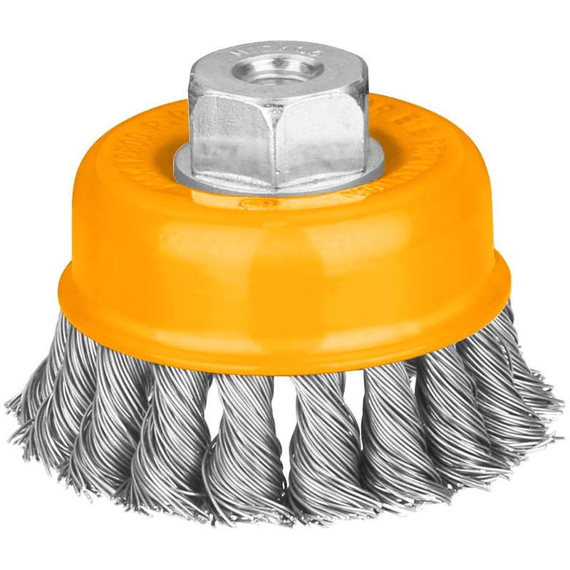 Ingco WB21002 Cup Wire Brush With Nut 100mm [Twisted]