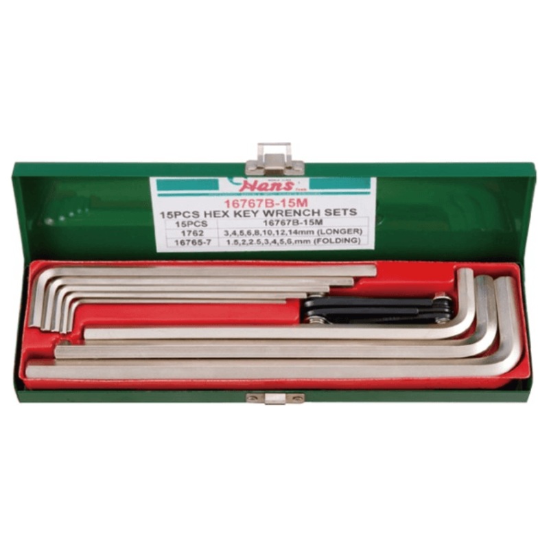 Hans 16767B-15M Hex Key / Allen Wrench Set 1.5-14mm (Long Arm)