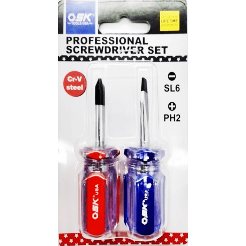 OSK 104-6KIT 2pcs Stubby Screwdriver Set 1-1/2"