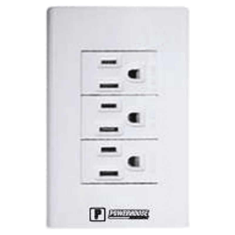 Powerhouse Electric 3 Gang Plate w/ Regular Convenience Outlet
