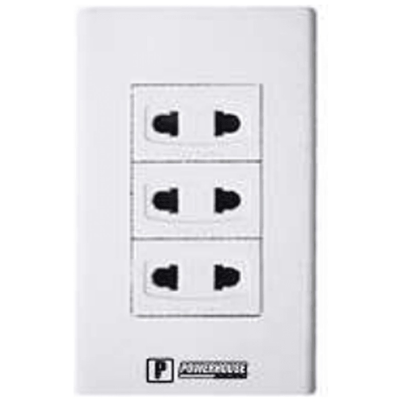 Powerhouse Electric 3 Gang Plate w/ Universal Outlet 3Pc