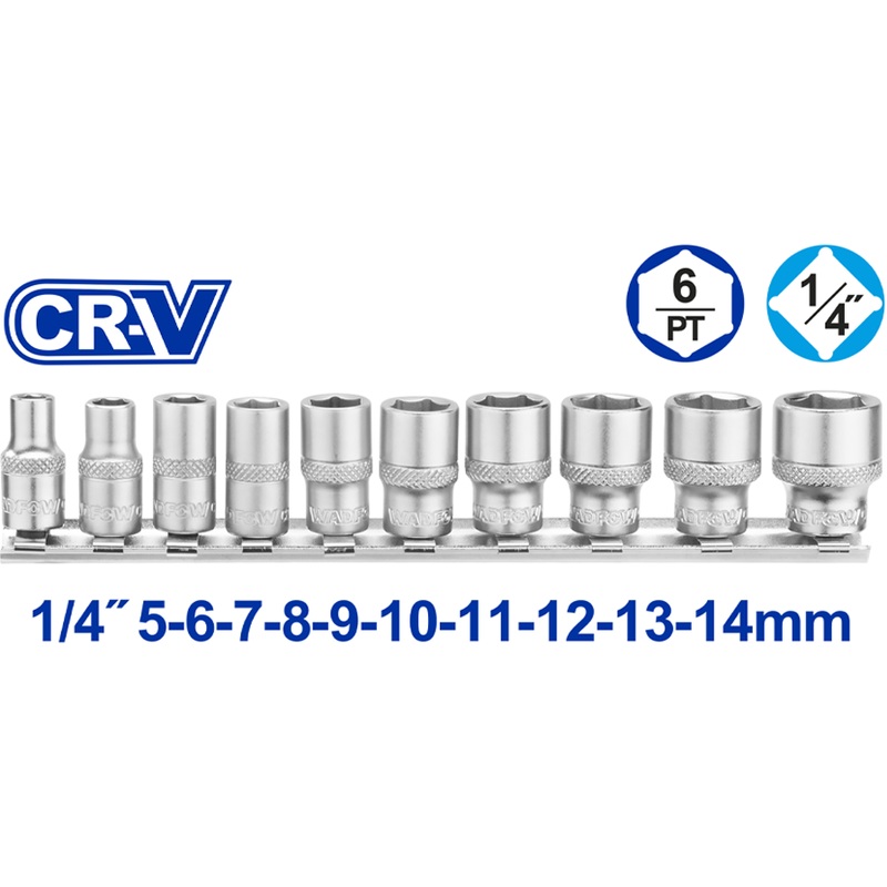 Wadfow WST4410 1/4" Socket Set 10Pcs