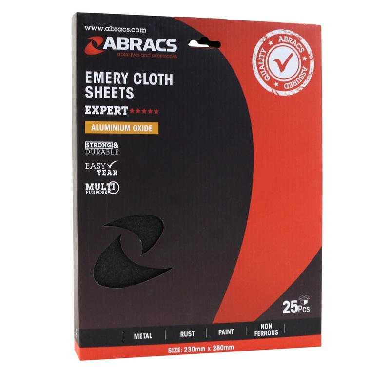 Abracs Emery Sheet, 40 Grit - Pack of 25