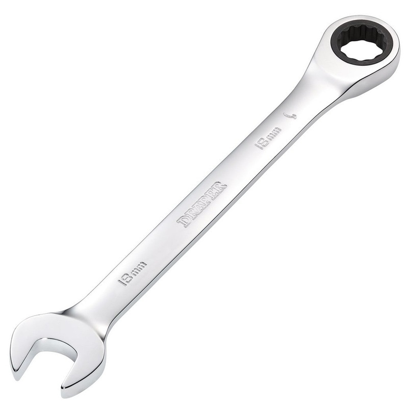 Draper 31015 Metric Ratcheting Combination Spanner, 18mm