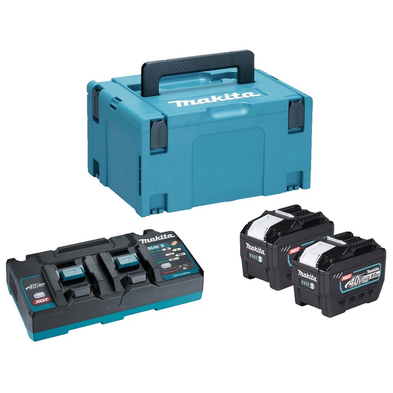 Makita 1910A2-5 Power Source Kit XGT, 2 x BL4080F 8.0Ah Batteries, DC40RB 240V Charger, Makpac Type 3 Case