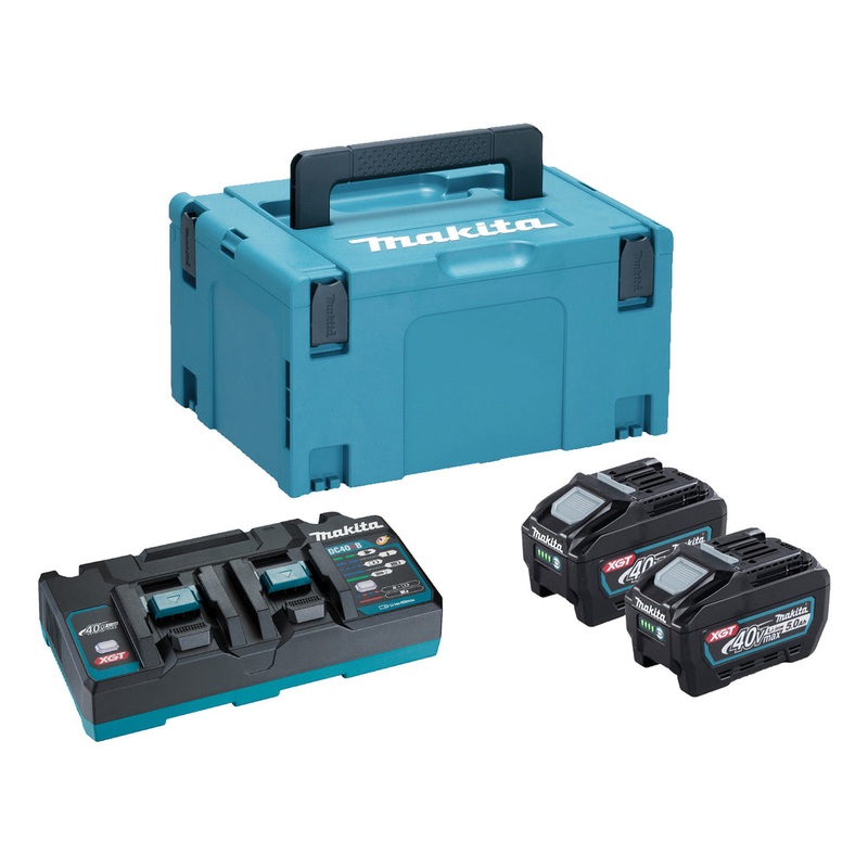 Makita 191U20-2 Power Source Kit XGT, 2 x BL4050F 5.0Ah Batteries, DC40RB 240V Charger, Makpac Type 3 Case