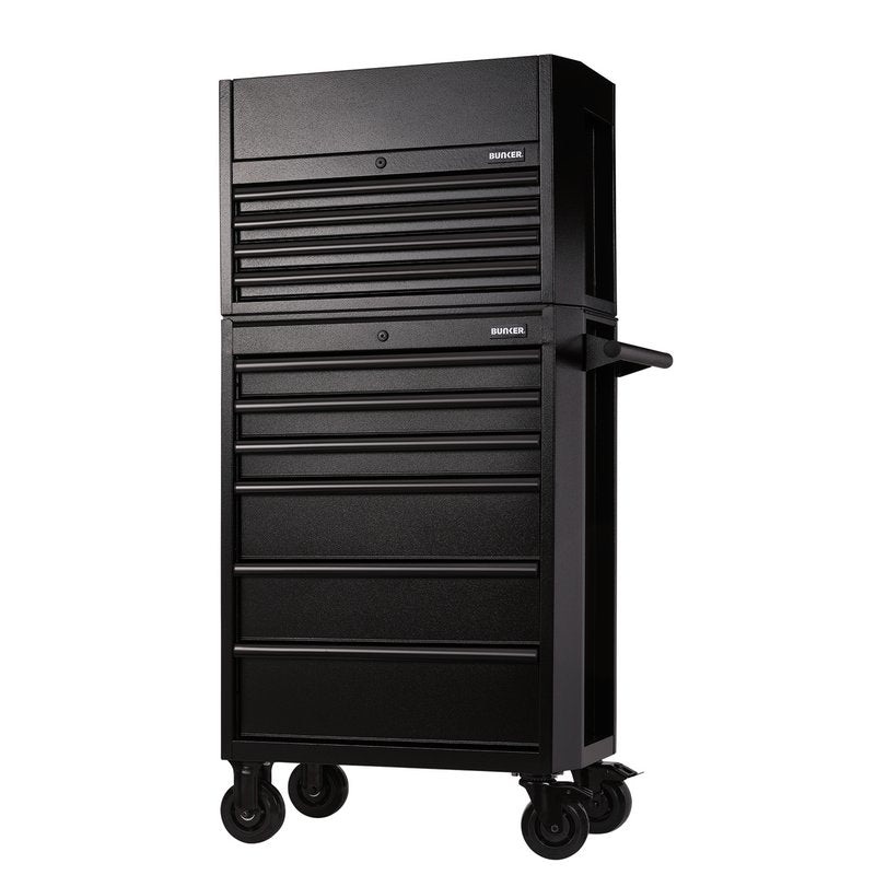 Draper 24247 Bunker 10 Drawer Combined Roller Cabinet and Tool Chest, 26", Black