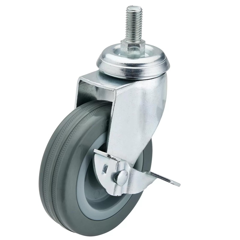 Draper 65481 100mm Dia. Swivel Bolt Fixing Rubber Castor with Brake
