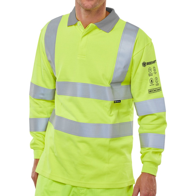 Beeswift Arc Compliant Hi-Vis Anti-Static Polo Shirt, Saturn Yellow