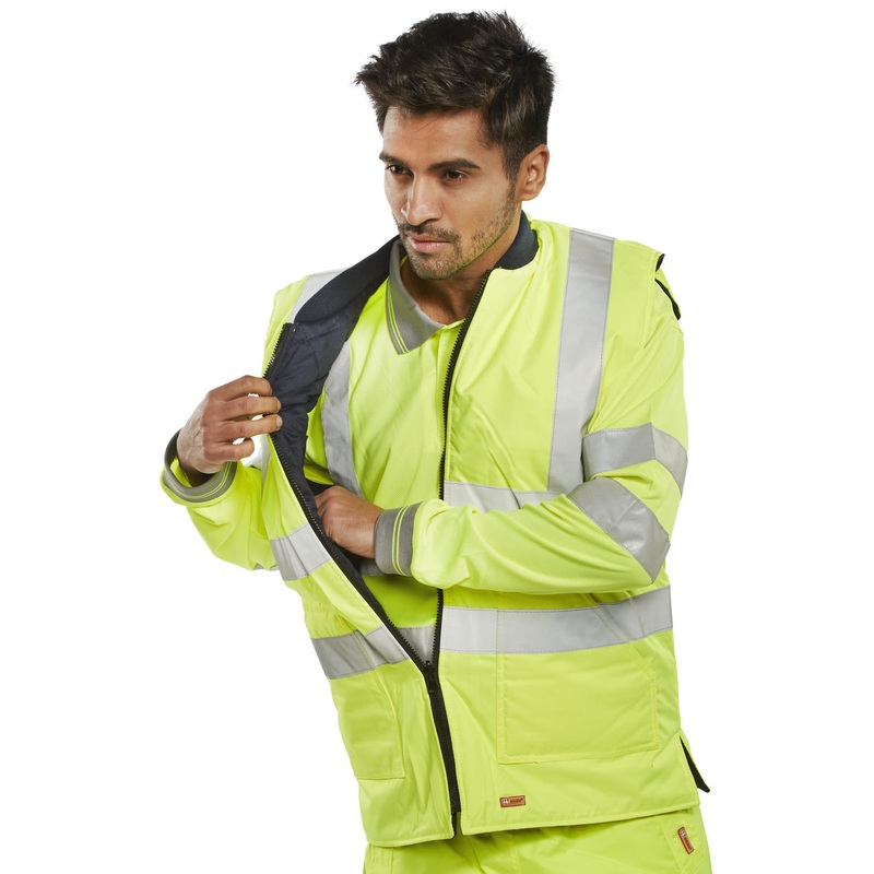 Beeswift Reversible Hi-Vis Interactive Bodywarmer, Saturn Yellow/Navy