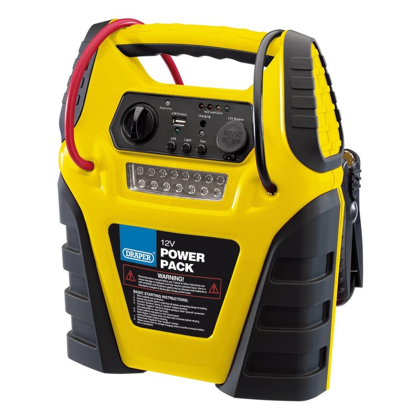 Draper 90643 12V Jump Starter with Air Compressor 900 Peak Amps