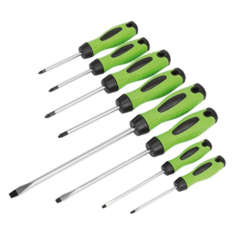 Sealey HV001 8pc Screwdriver Set - Hi-Vis Green