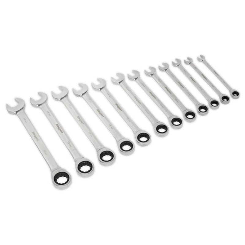 Sealey S0634 Ratchet Combination Spanner Set 12pc Metric