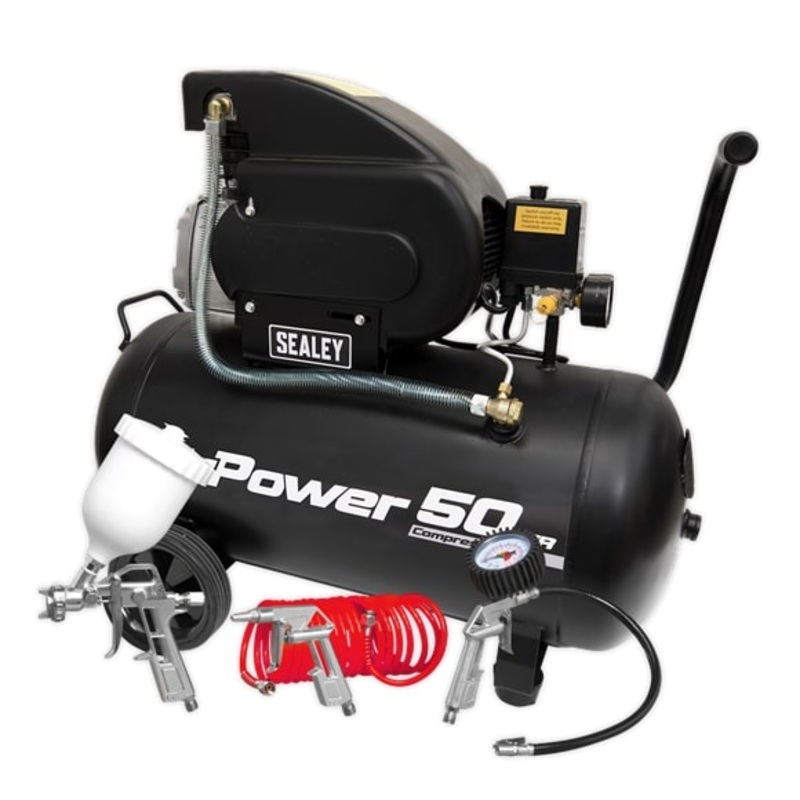 Sealey SAC5020APK Air Compressor 2hp with 4 Piece Air Accessory Kit