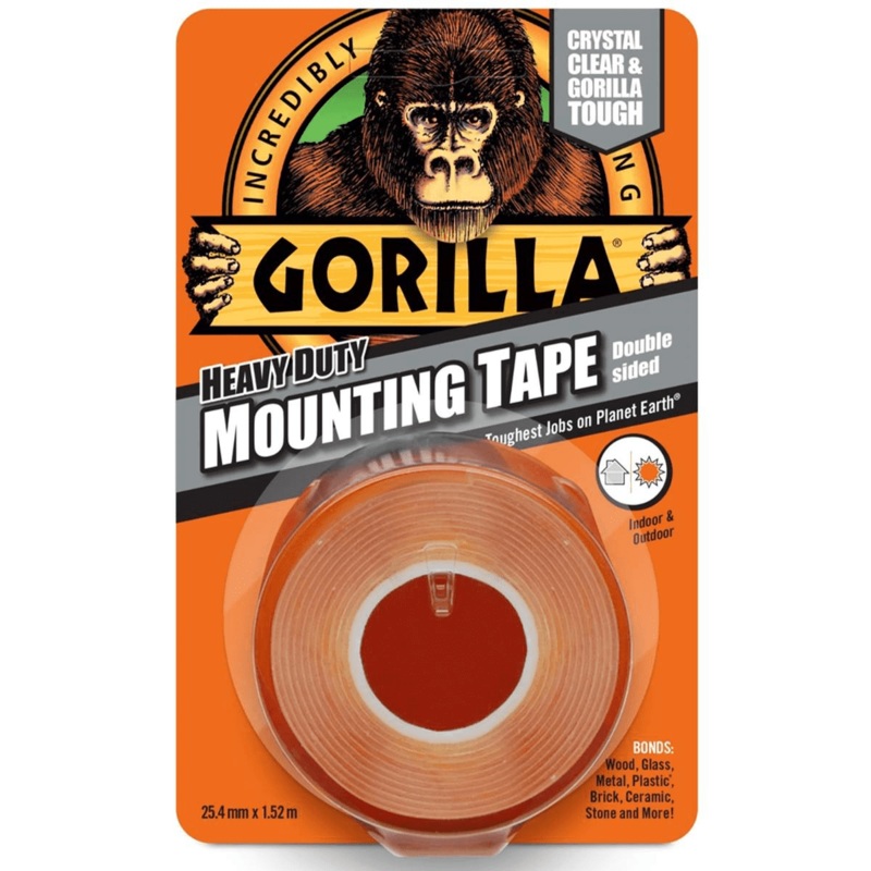 Gorilla Glue Heavy Duty Double Sided Mounting Tape, Clear, 1.5m