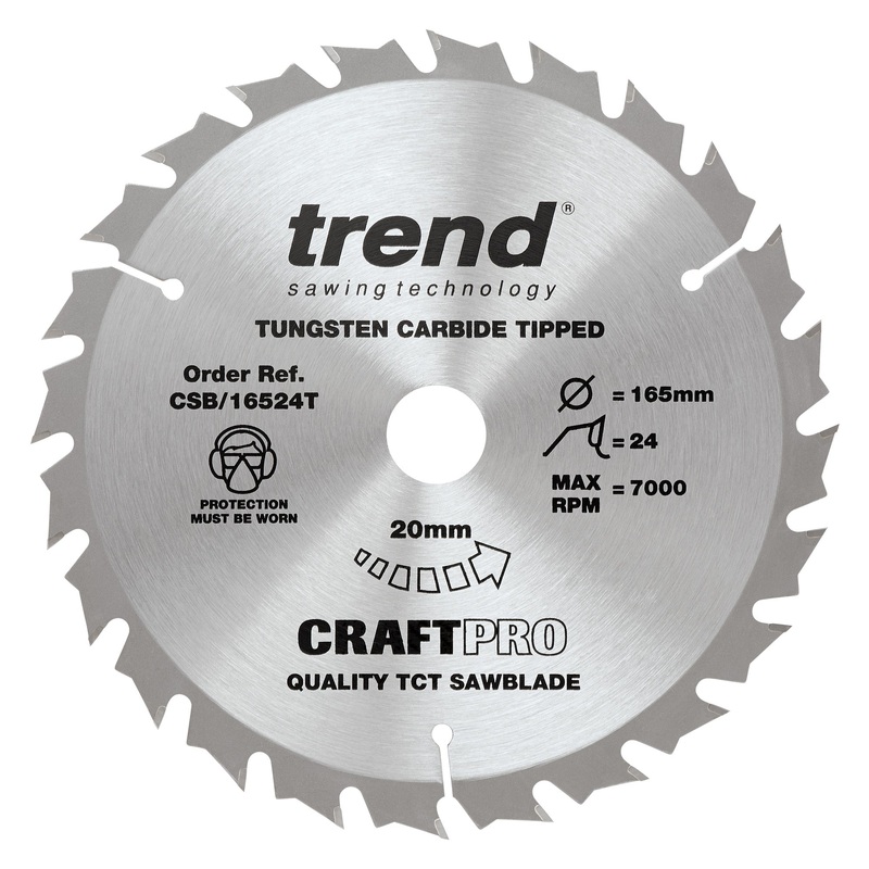 Trend CSB/16524T Craft Saw Blade 165mm x24T x20 Thin