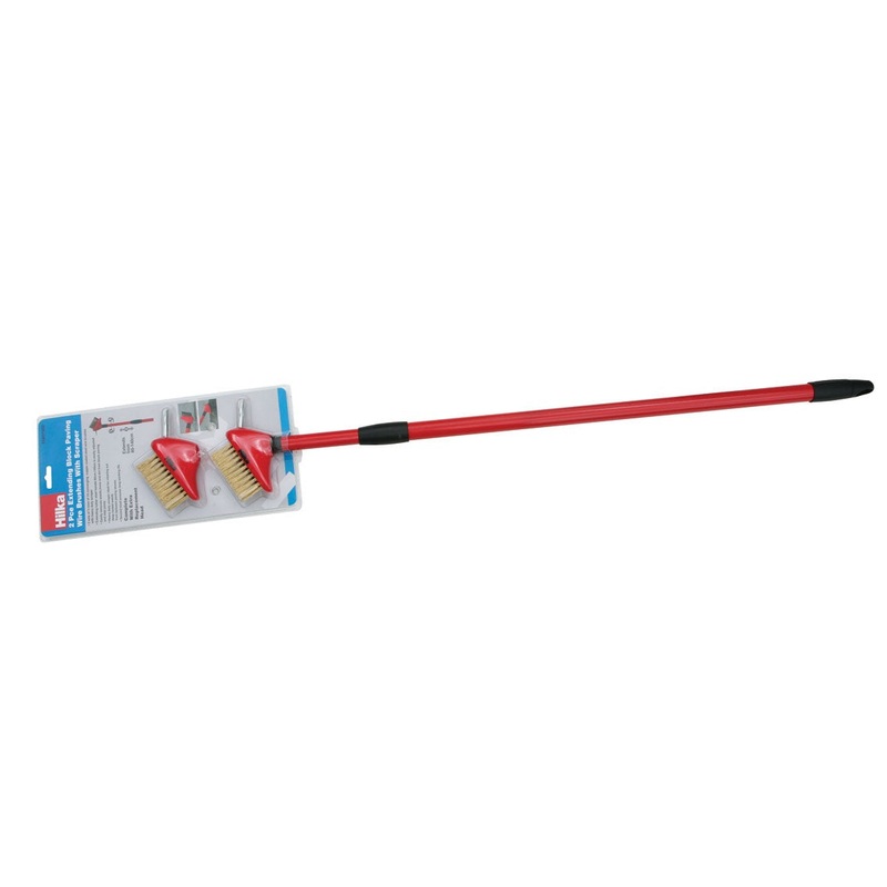 Hilka 2 Piece Extending Block Paving Wire Brushes with Scraper
