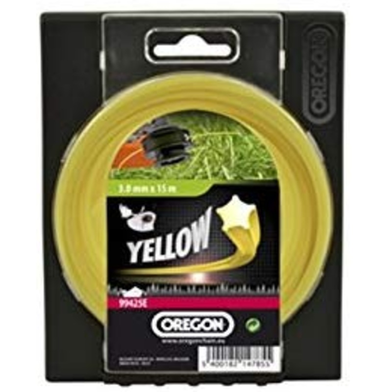 Oregon 99152E Yellow Starline, Trimmer Line Wire, Trimmer Line Wire, 2.0mm x 15 M