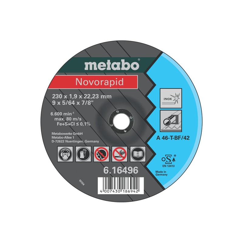 Metabo Novorapid 230 x 1.9 x 22.23 Inox