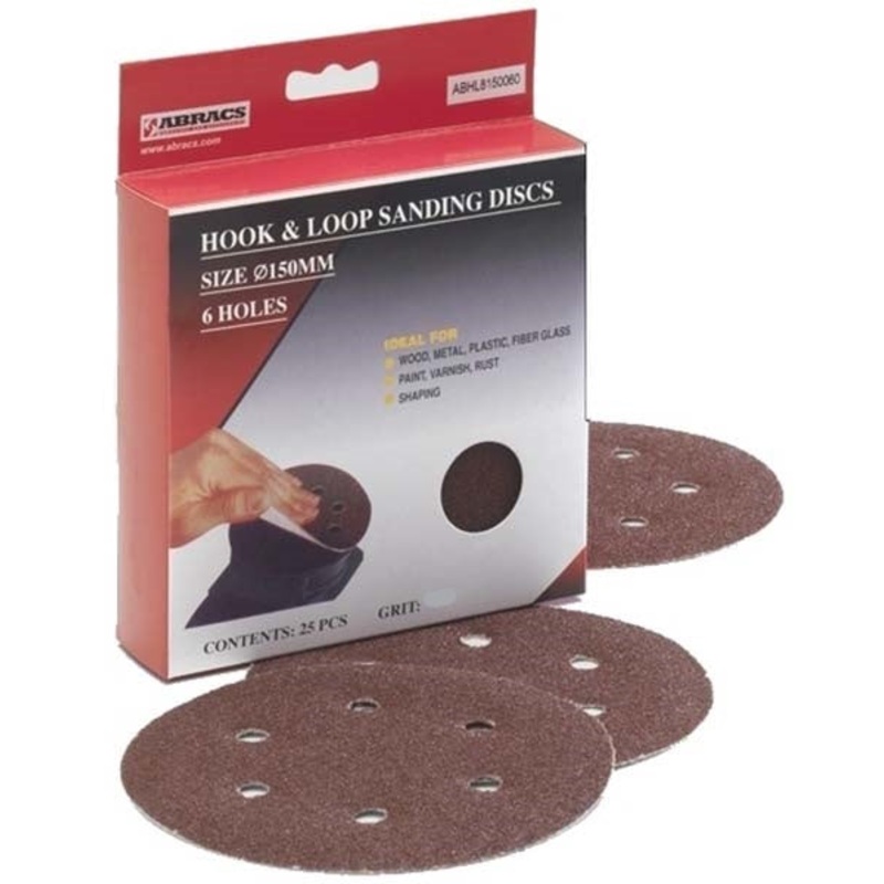 Abracs 6 Hole Hook & Loop Disc 150mm x 40g - Pack of 25