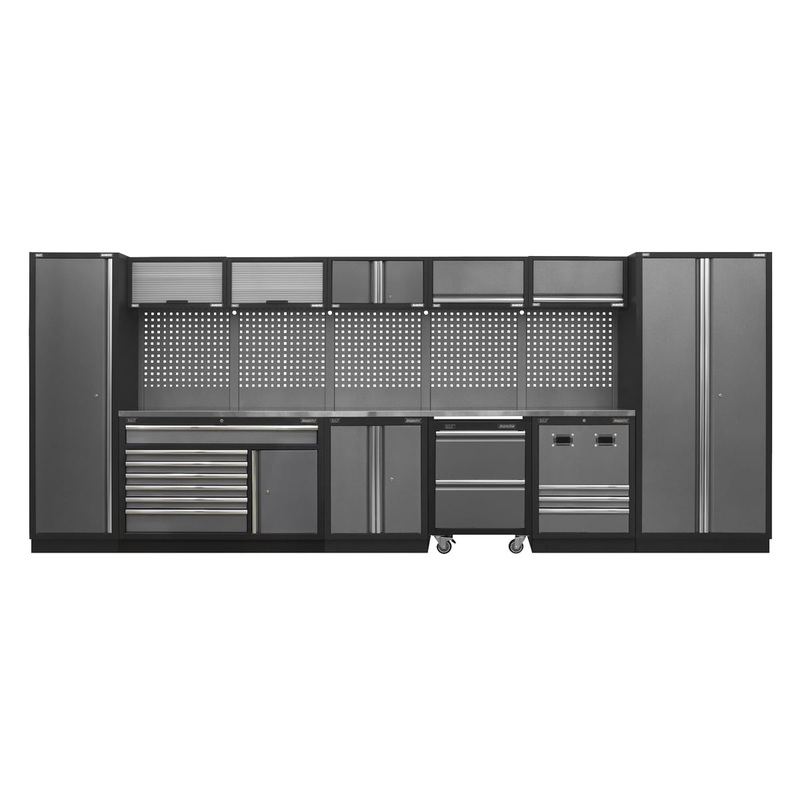 Sealey APMSSTACK16SS Superline Pro 4.9m Storage System - Stainless Steel Worktop