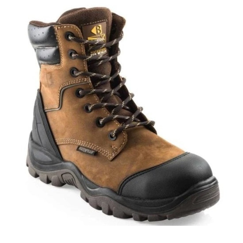 Buckler Boots BSH008NMWP Safety Lace/Zip Boot, Brown