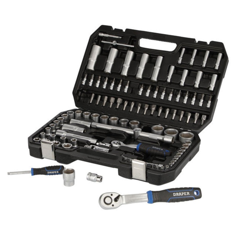 Draper 21536 HI-TORQ Metric Socket Set, 1/4" & 1/2" Sq. Dr. (108 Piece)