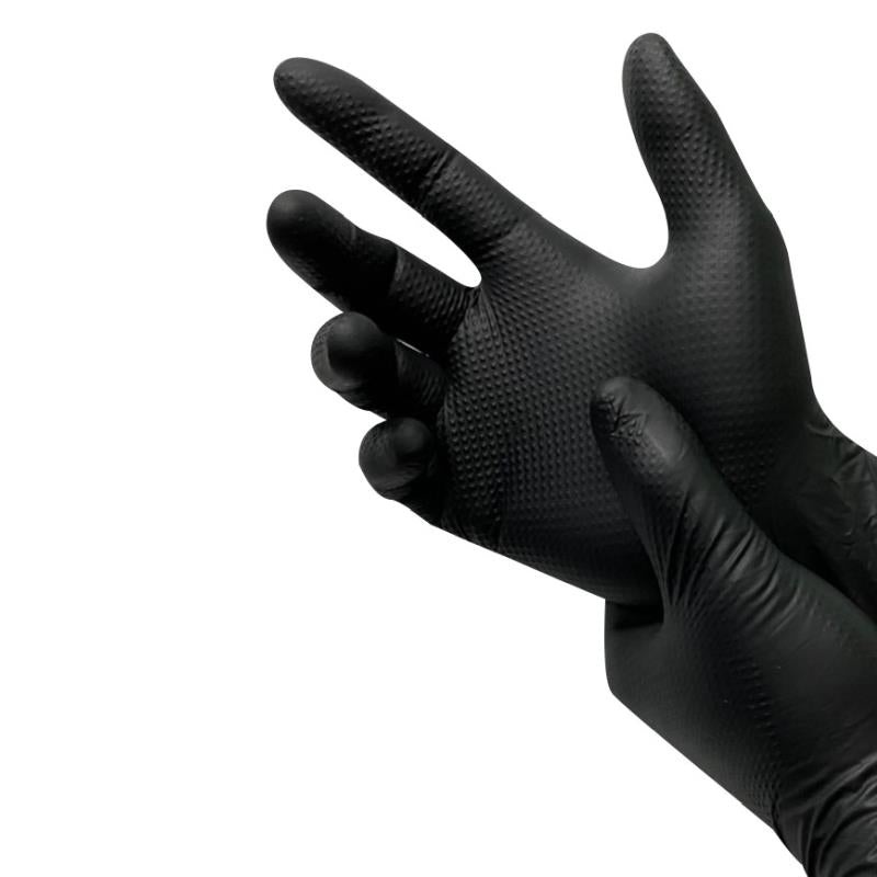 Griptorq Z049-00010 Nitrile Diamond Grip Gloves, Black, Size 10XL, Box of 100