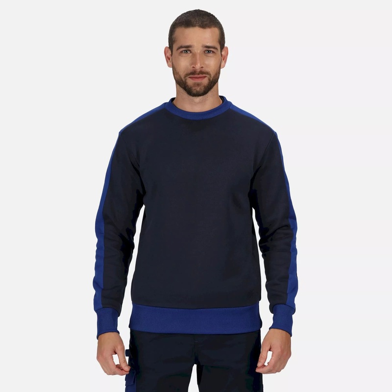 Regatta Contrast Crew Sweatshirt, Navy/NewRoyal