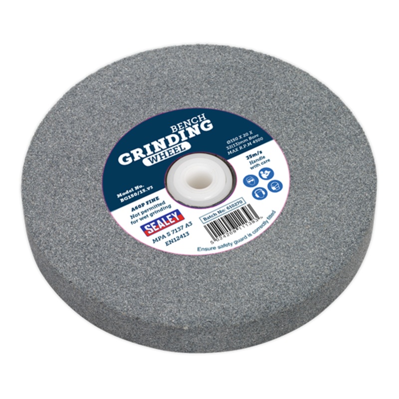 Sealey BG150/15 Grinding Stone 150 x 20mm 32(13)mm Bore A60P Fine