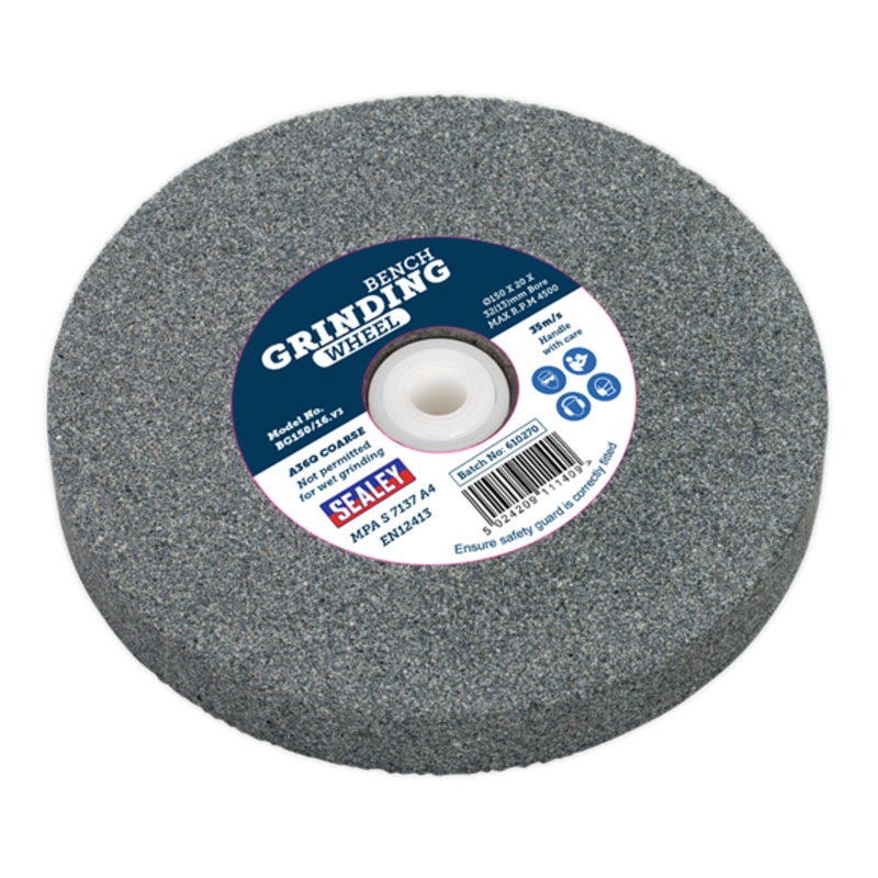 Sealey BG150/16 Grinding Stone 150 x 20mm 32(13)mm Bore A36Q Coarse
