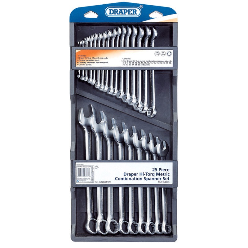 Draper 26696 Draper Hi-Torq; Metric Combination Spanner Set (25 Piece)