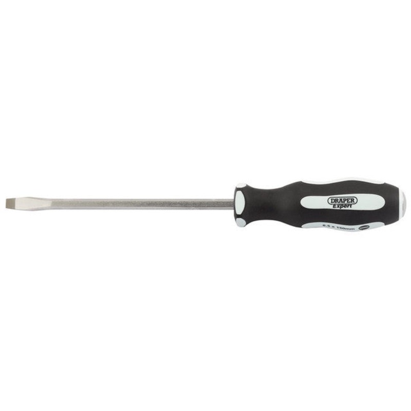 Draper 35183 'Pound Thru' Plain Slot Soft Grip Screwdriver, 6.5 x 150mm