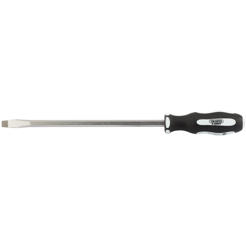 Draper 35186 'Pound Thru' Plain Slot Soft Grip Screwdriver, 10 x 250mm