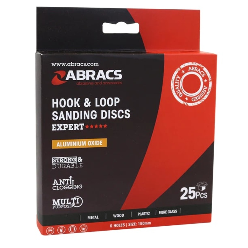 Abracs Hook & Loop Disc, 150mm x 80G - 6 Holes - Pack of 25
